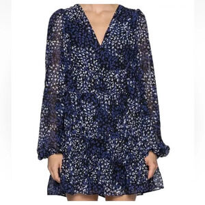 Ted Baker London Trissa Dress Womens Tiered Mini Swing Blue Floral Flowy